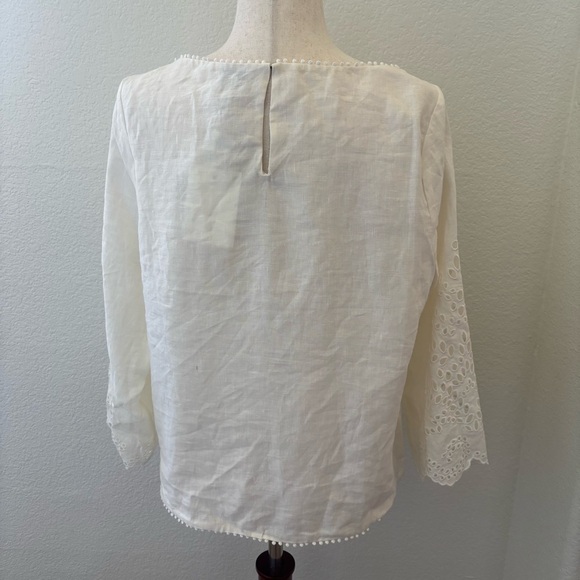 Joie Comosus ivory eyelet linen top in porcelain NWT Size Large - Picture 6 of 10